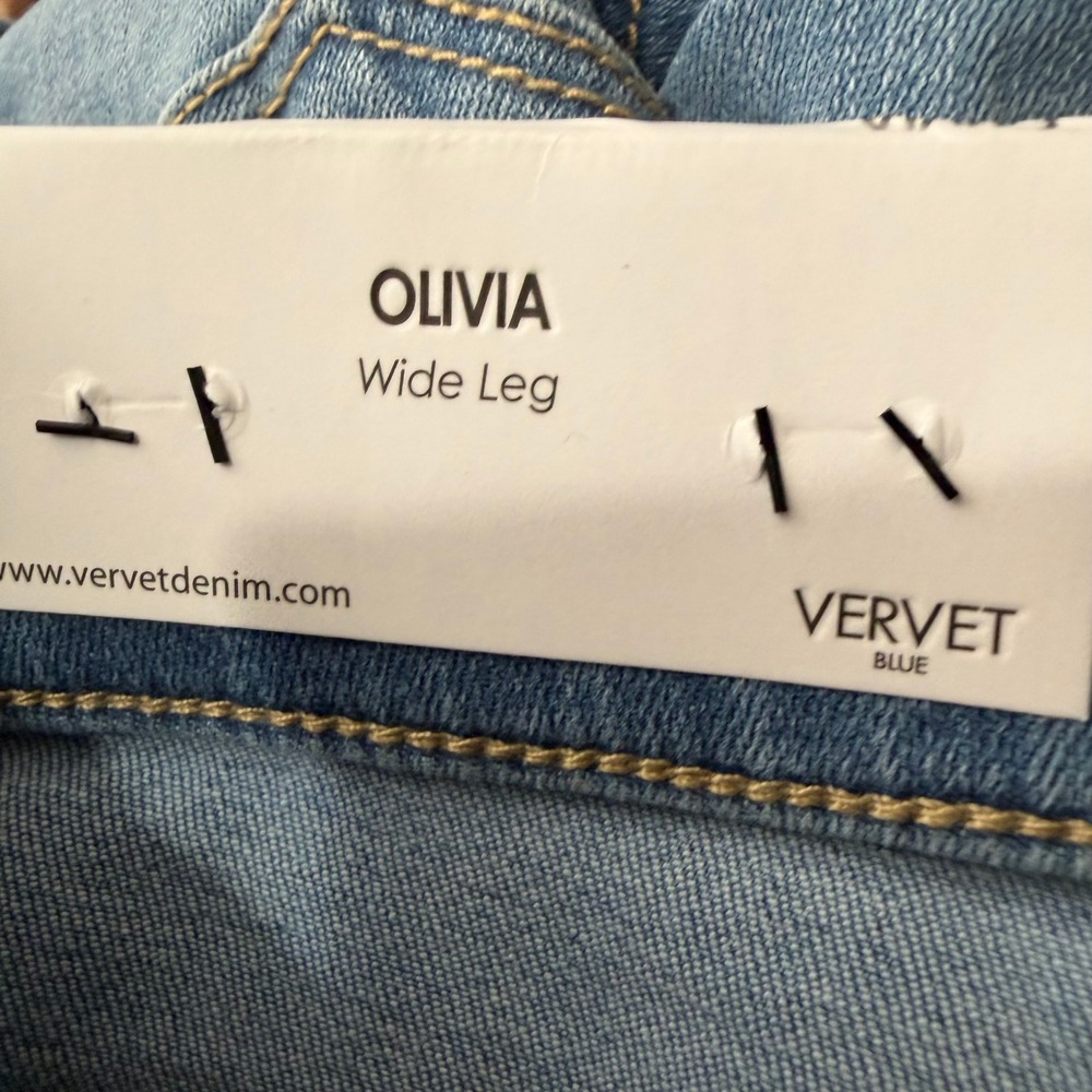 Vervet Blue Olivia Wide Leg Tie Waist Jeans Pleated Denim Size 26 NWT - Picture 4 of 8